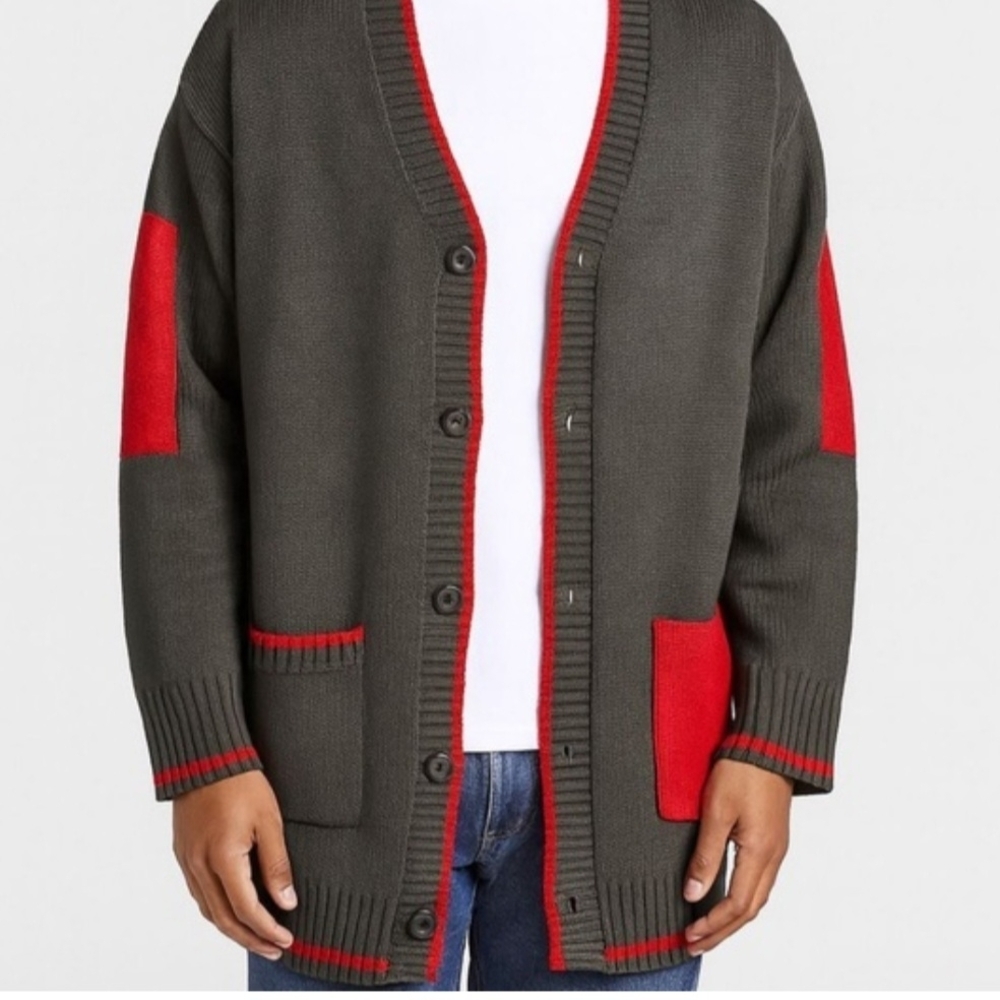 Marvel Men's Charcoal and Crimson Cardigan